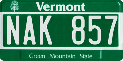 VT license plate NAK857