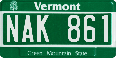 VT license plate NAK861