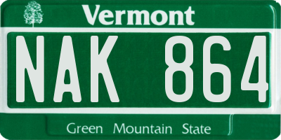 VT license plate NAK864