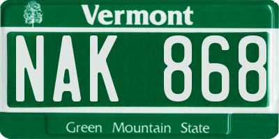 VT license plate NAK868