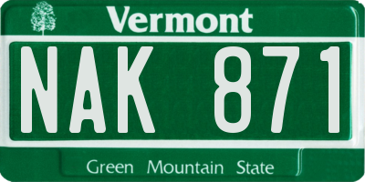 VT license plate NAK871