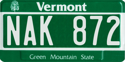 VT license plate NAK872