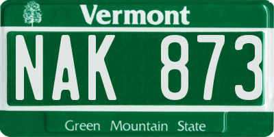 VT license plate NAK873