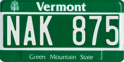 VT license plate NAK875