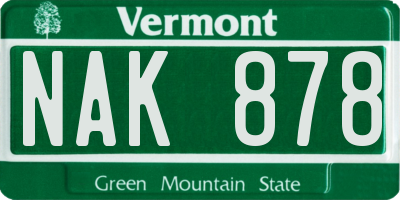 VT license plate NAK878