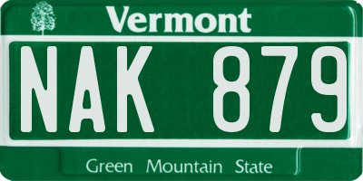 VT license plate NAK879