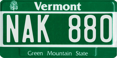 VT license plate NAK880
