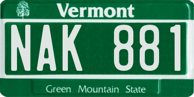 VT license plate NAK881