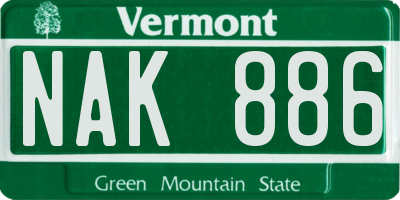 VT license plate NAK886