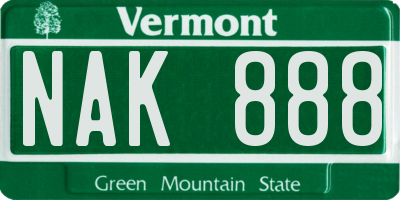 VT license plate NAK888