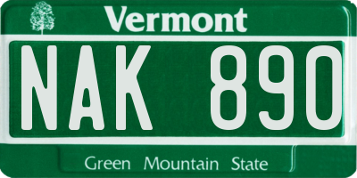 VT license plate NAK890