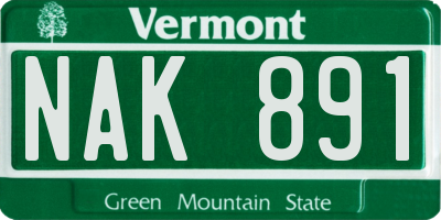 VT license plate NAK891