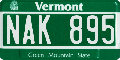 VT license plate NAK895