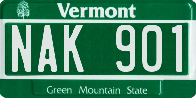 VT license plate NAK901