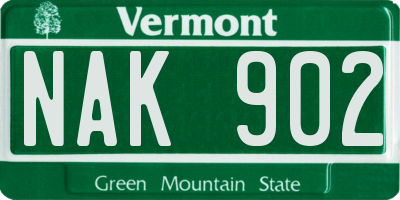 VT license plate NAK902
