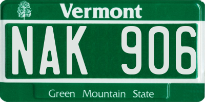 VT license plate NAK906