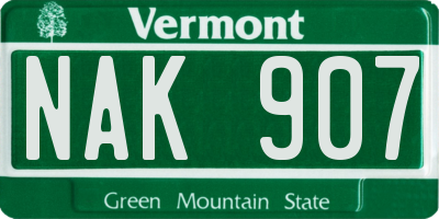 VT license plate NAK907