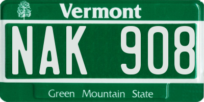 VT license plate NAK908