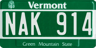 VT license plate NAK914