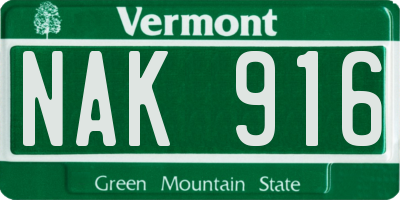VT license plate NAK916