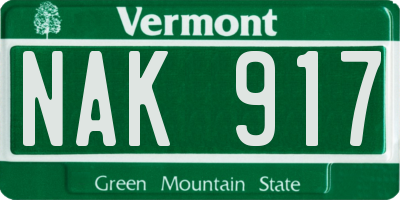 VT license plate NAK917