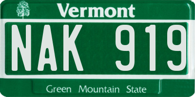 VT license plate NAK919