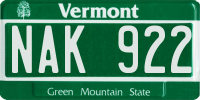 VT license plate NAK922