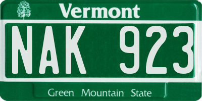 VT license plate NAK923