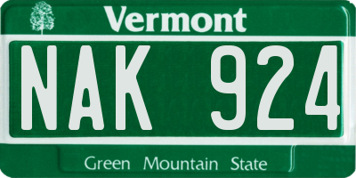 VT license plate NAK924