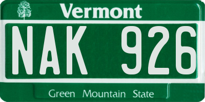 VT license plate NAK926