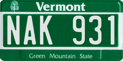 VT license plate NAK931