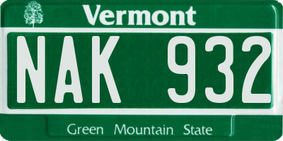 VT license plate NAK932