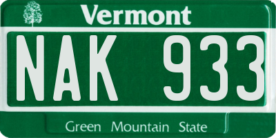 VT license plate NAK933
