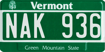 VT license plate NAK936