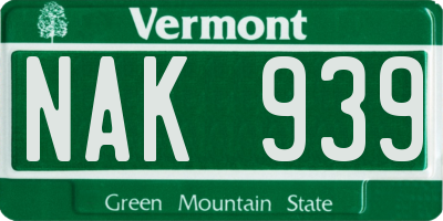VT license plate NAK939