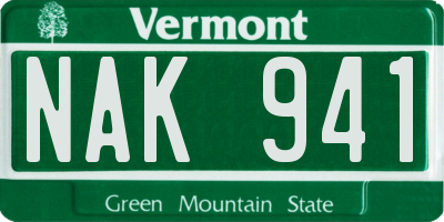 VT license plate NAK941