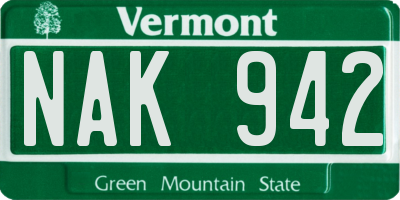 VT license plate NAK942
