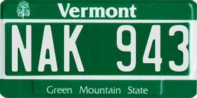 VT license plate NAK943