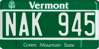 VT license plate NAK945