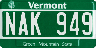 VT license plate NAK949