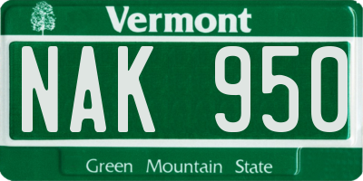 VT license plate NAK950