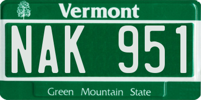 VT license plate NAK951