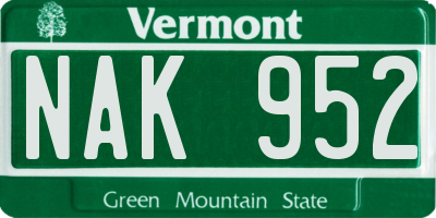 VT license plate NAK952