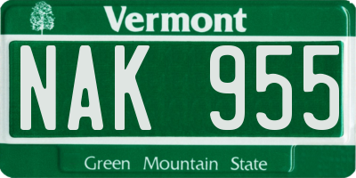 VT license plate NAK955