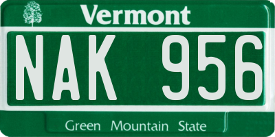 VT license plate NAK956