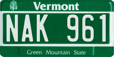 VT license plate NAK961