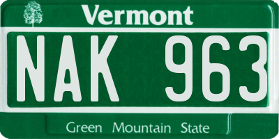 VT license plate NAK963