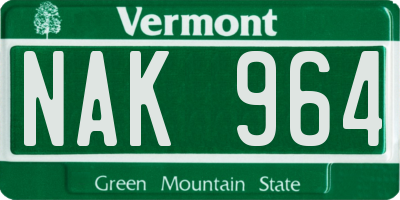 VT license plate NAK964