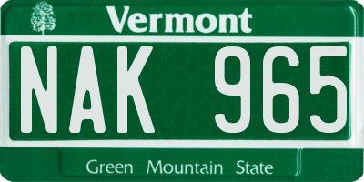 VT license plate NAK965