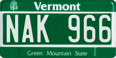 VT license plate NAK966